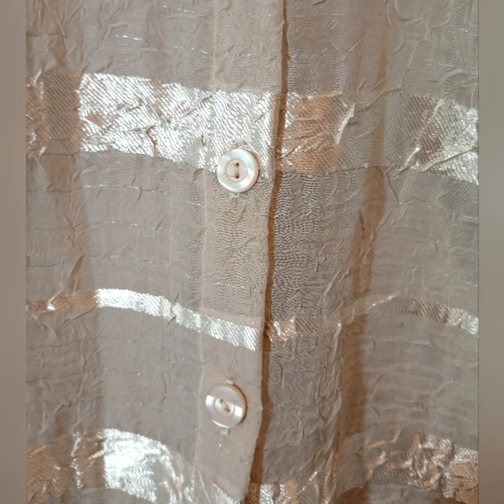 Positive Attitude Cardigan Block Pattern Gold Satin+See thru Panels, BttnUp, XL - Picture 9 of 9